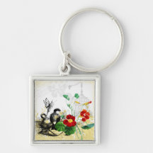 Vogel und orange Kapuzinerkäse Keychain Schlüsselbänder