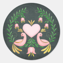 Volkskunst-Liebe-Vögel Aufkleber