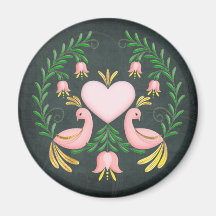 Volkskunst-Liebe-Vögel Magnete