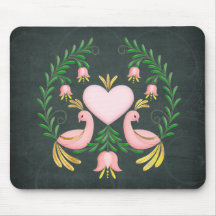 Volkskunst-Liebe-Vögel Mousepad