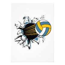 Volleyball, der durch Blau und Gold zerreißt Personalisierte Ankündigungen
