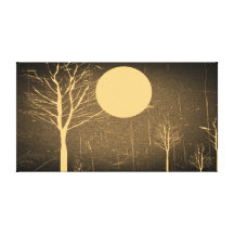 Vollmond-NachtVintage eingewickelte Leinwand Leinwanddruck