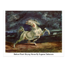 Vor grellem werfendem Pferd durch Eugene Delacroix Postkarte