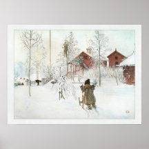 Vorgarten und Wäsche-Haus Carl Larsson Plakatdruck
