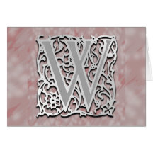 W Monogram "Silver Stone" Note Card Greeting Card