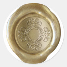 Wachs-Siegel-Monogramm - Gold - Bargallo Muster Runde Aufkleber