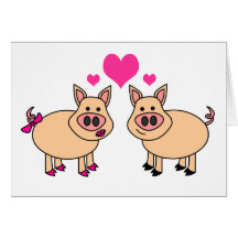 Wahre Liebe - niedlicher Schwein-Cartoon Grußkarte