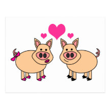Wahre Liebe - niedlicher Schwein-Cartoon Postkarte