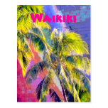 Waikiki Palme-Farbpostkarte