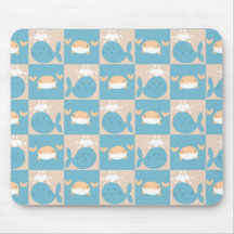 Wal-Krabben-kariertes Muster Mousepad
