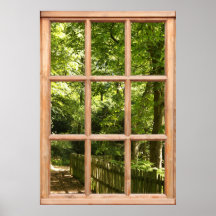 Waldweg-Ansicht von einem Fenster Posterdruck