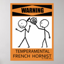 Warnendes Temperamental französisches Hornist-Plak Poster