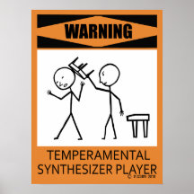 Warnendes Temperamental synthesizer-Spieler-Plakat