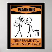 Warnendes Temperamental synthesizer-Spieler-Plakat