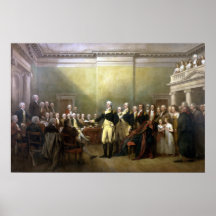 Washington, das seine Kommission abfindet Poster