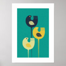 Watende Vögel - Mitte des Jahrhunderts modern/Mini Plakat