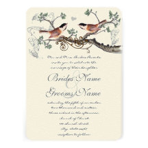 Wedding Chicadee Vintage Vögel laden ein Einladungskarten