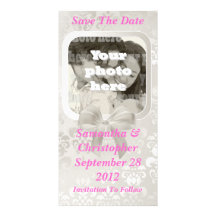 Wedding Damast des silbernen Graus Save the Date Bilderkarten