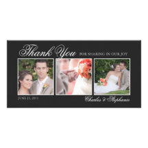 Wedding danken Ihnen in der schwarzen u. weißen Fo Fotokarten