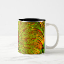 Wedel · Fraktal-Kunst · Grün u. Rot Kaffee Haferl