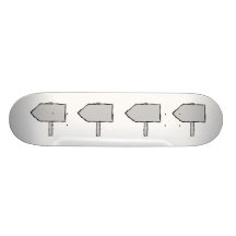 Wegweiser-Pfeil. Grau, Schwarzweiss. Bedruckte Skateboarddecks