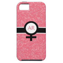 Weich Rosa/Schwarzes/Weiß+Weibliches Zeichen+Ihre  iPhone 5 Hülle