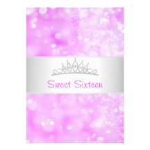 Weiche rosa Blasen-silberne Juwel-Tiara 1 des Bonb Individuelle Einladungskarten