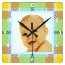 Weiche Tartan-Foto-Rahmen-Wanduhr