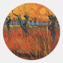 Weiden am Sonnenuntergang durch Vincent van Gogh Runder Aufkleber
