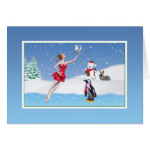 Weihnachten, Ballerina im Winter-Märchenland, Schn Grußkarte