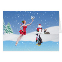 Weihnachten, Ballerina im Winter-Märchenland, Schn Grußkarte