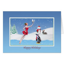 Weihnachten, Ballerina im Winter-Märchenland, Schn Karten