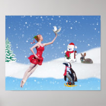 Weihnachten, Ballerina, Winter-Märchenland, Druck Plakatdruck