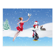 Weihnachten, Ballerina, Winter-Märchenland, Postka