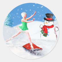 Weihnachten, Ballett-Tänzer, Schnee-Szene Aufkleber