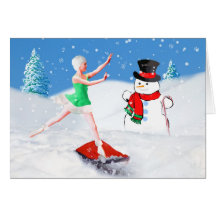 Weihnachten, Ballett-Tänzer, Schnee-Szene Grußkarte