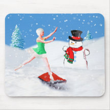 Weihnachten, Ballett-Tänzer, Schnee-Szene Mousepad