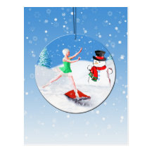 Weihnachten, Ballett-Tänzer, Schnee-Szene Postkarte