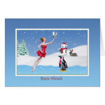 Weihnachten, Italiener, Buon Natale, Ballerina, Sc Karte