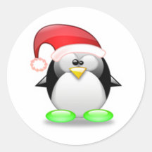 Weihnachten Tux Runder Aufkleber