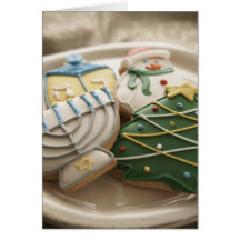 Weihnachts- und Chanukka-Plätzchen auf Platte, Grußkarte