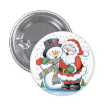 WeihnachtsAbzeichen: Sankt- und Schneemannumarmen Anstecknadelbuttons