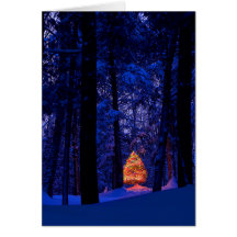 Weihnachtsbaum in den Lichtern Grußkarten