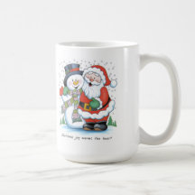 Weihnachtsbecher: Sankt und eisiges Umarmen Kaffee Haferl