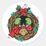 Weihnachtselch-Kranzentwurf Stickers