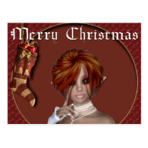 Weihnachtself - Redhead Design1 - Fantasie-Postkar