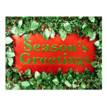 Weihnachtsfeiertags-Festtages-Glitter-Stechpalme Postkarten