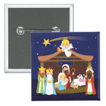 WeihnachtsGeburt Christis-Szene Anstecknadel