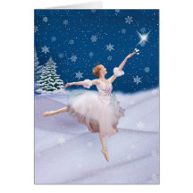 Weihnachtsgeburtstag mit Ballerina im Schnee Karten