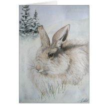 Weihnachtskarte - Winter-Kaninchen